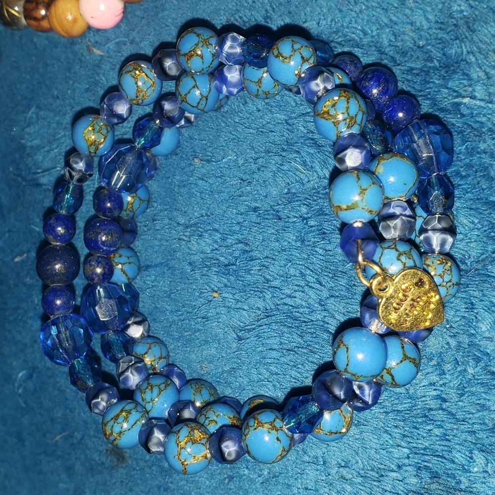 Blue Memory Wire Bracelet